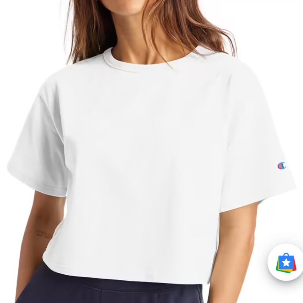 Champion cropped t shirt tee crop top white xs size extra small sporty logo 90s